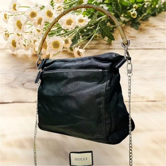 Vintage Gucci soho shoulder bag Black Bag with Bamboo Accent - Picture 9 of 17